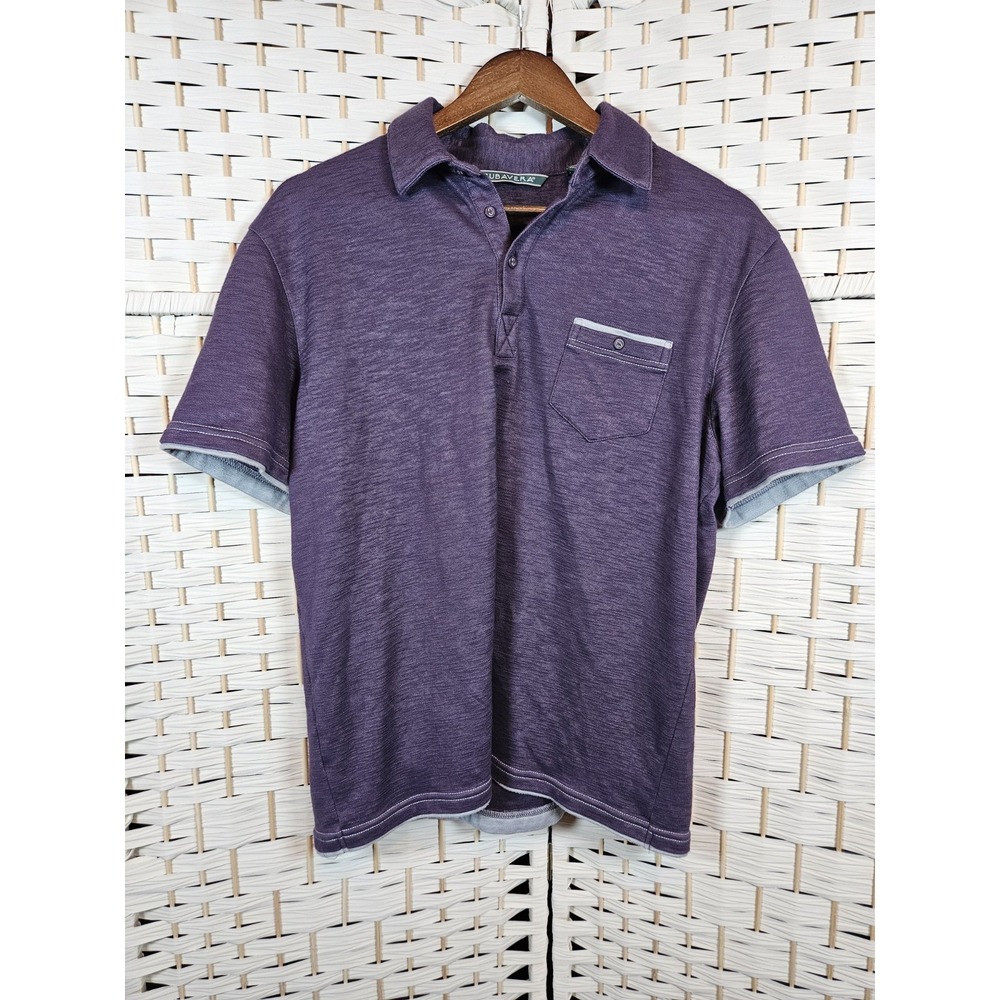 Cubavera Men's Large Knit Blue Golf Casual Polo Shirt Preppy